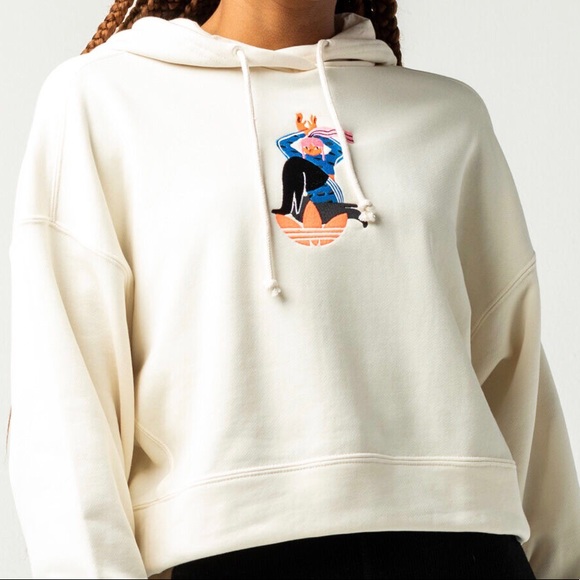 ADIDAS Adicolor Essentials x Egle Womens No-Dye Organic Crop Hoodie XS NWT - Picture 4 of 4